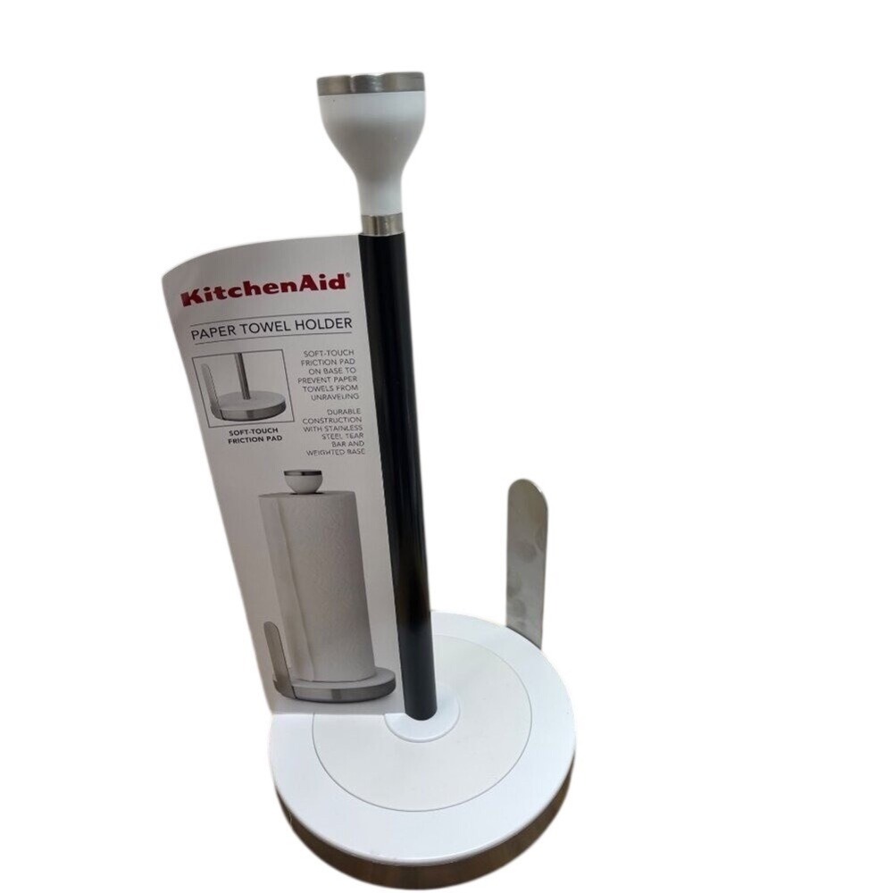KitchenAid White Paper Towel Holder With Soft-Touch Friction Pad & Weighted base